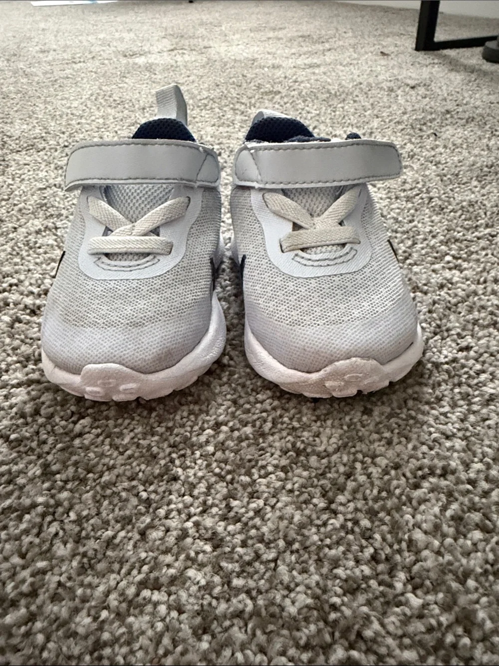 Kids White, Navy, and Purple Sneakers